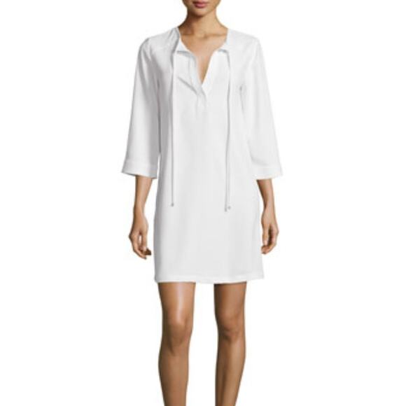 TRINA TURK 3/4 Sleeve Shift White Dress SZ 0 - Picture 1 of 10